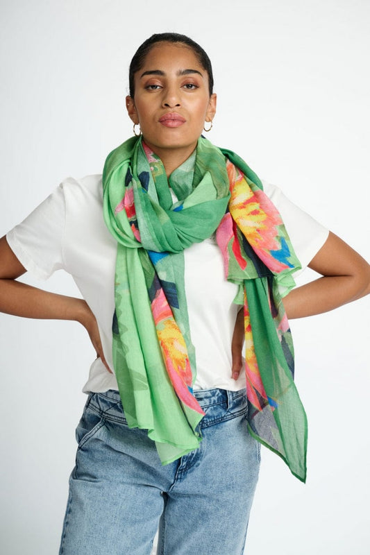 POM Amsterdam Shawls Green / OS ÉCHARPE - Expressive Flower Green