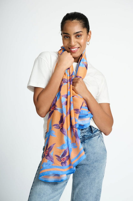 POM Amsterdam Shawls Orange / OS ÉCHARPE - Dancing Flowers