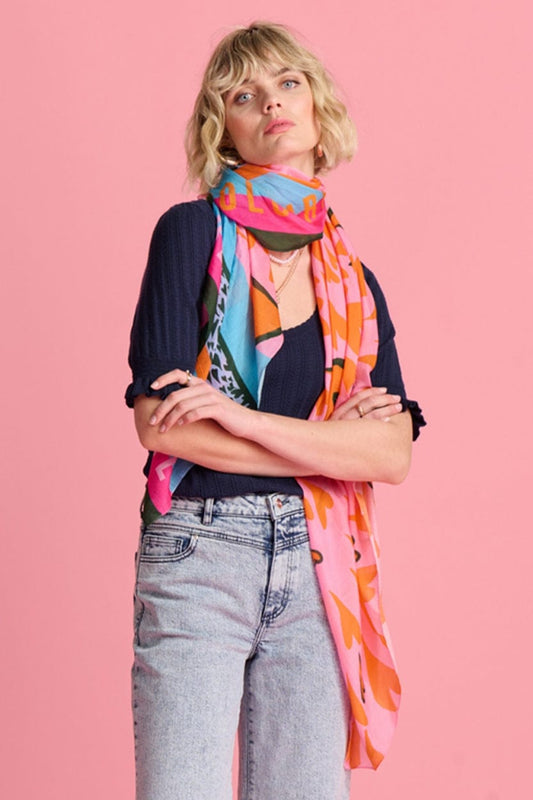 POM Amsterdam Shawls Pink / OS ÉCHARPE - Heart to Heart Pink