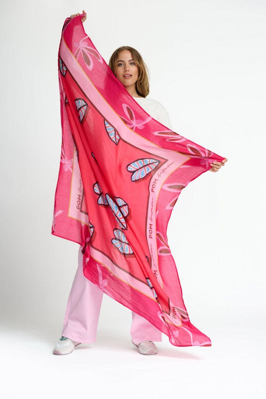 POM Amsterdam Shawls Pink / OS ÉCHARPE - Leaf It Pink