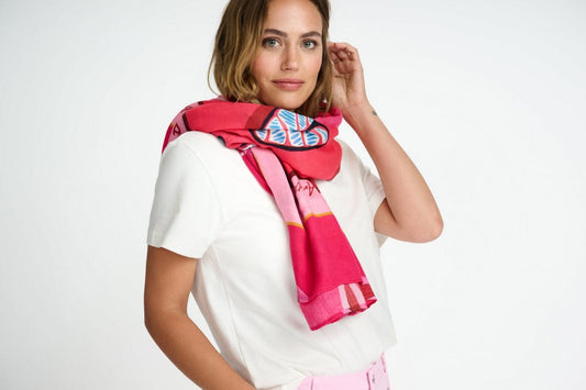 POM Amsterdam Shawls Pink / OS ÉCHARPE - Leaf It Pink