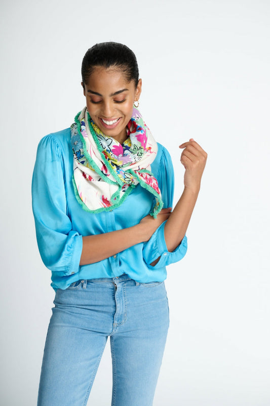 POM Amsterdam Shawls White / OS ÉCHARPE - Double Parrots
