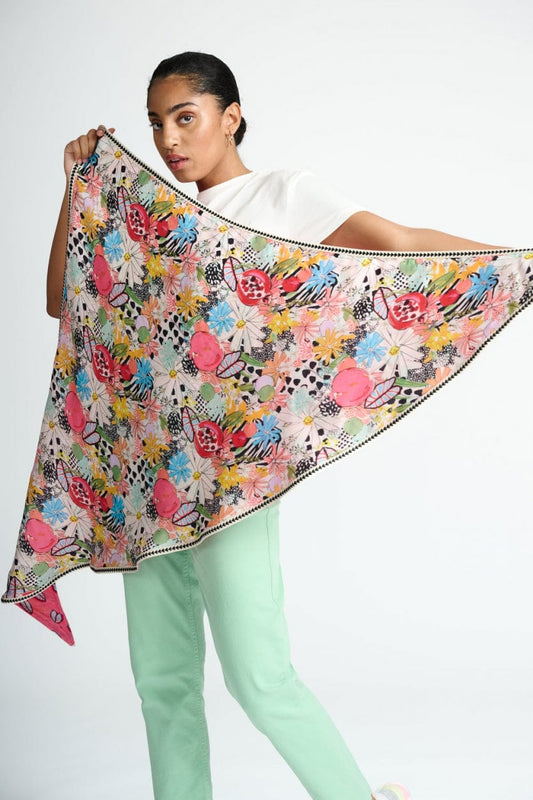 POM Amsterdam Shawls Yellow / OS ÉCHARPE - Double Tropical Bouquet
